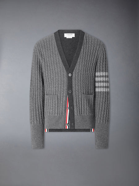 BABY CABLE STITCH 4-BAR CARDIGAN TONAL GREY