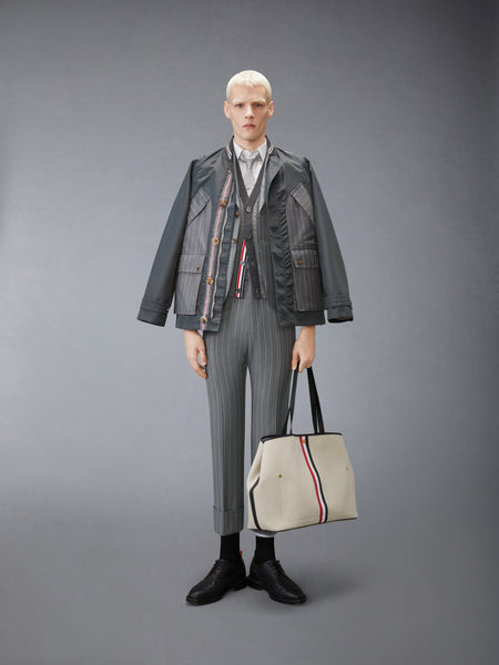 BABY CABLE STITCH 4-BAR CARDIGAN TONAL GREY