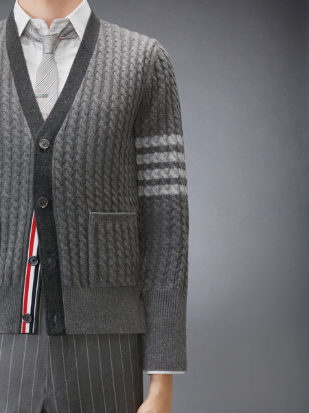 BABY CABLE STITCH 4-BAR CARDIGAN TONAL GREY