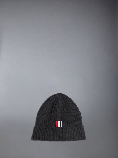 CASHMERE 4-BAR CUFF BEANIE DARK GREY