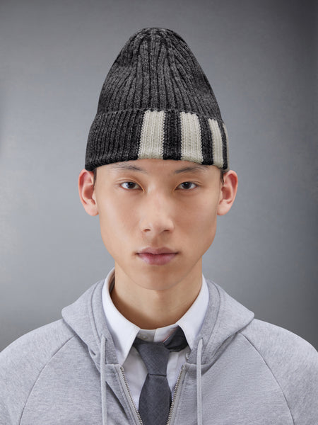 CASHMERE 4-BAR CUFF BEANIE MED GREY