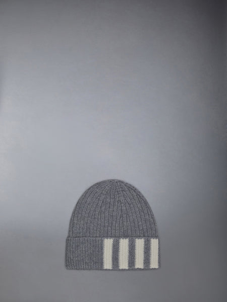 CASHMERE 4-BAR CUFF BEANIE LT GREY