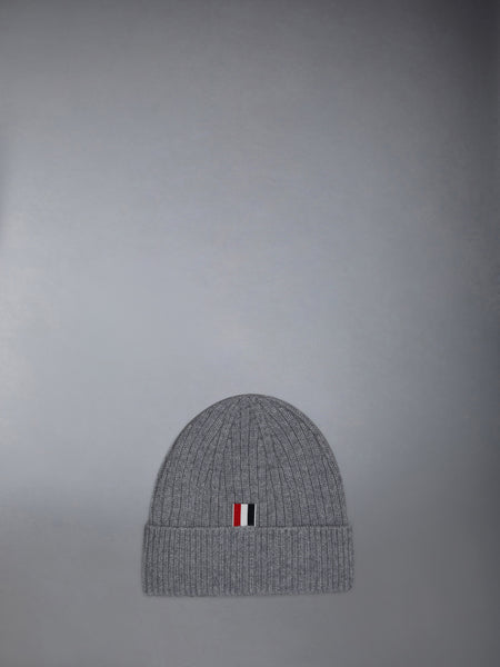 CASHMERE 4-BAR CUFF BEANIE LT GREY