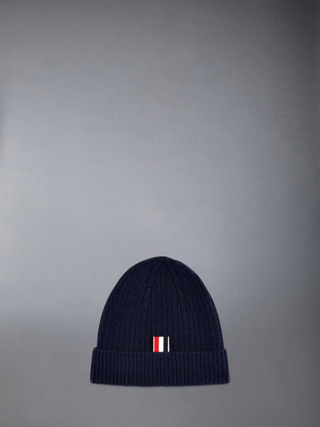 CASHMERE 4-BAR CUFF BEANIE NAVY