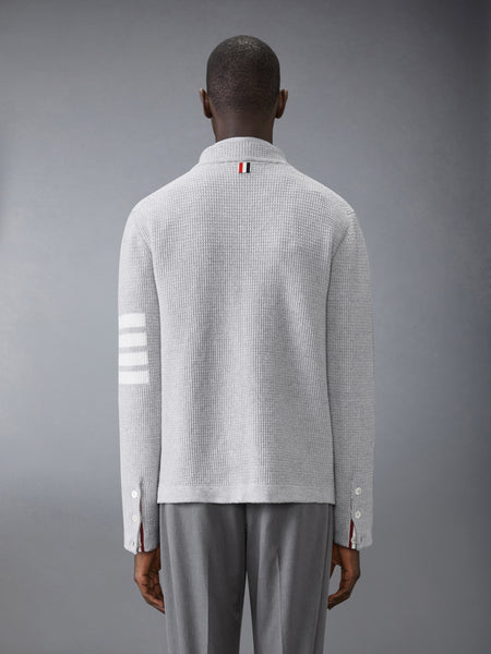 LINEN COTTON 4-BAR CARIDGAN JACKET LT GREY