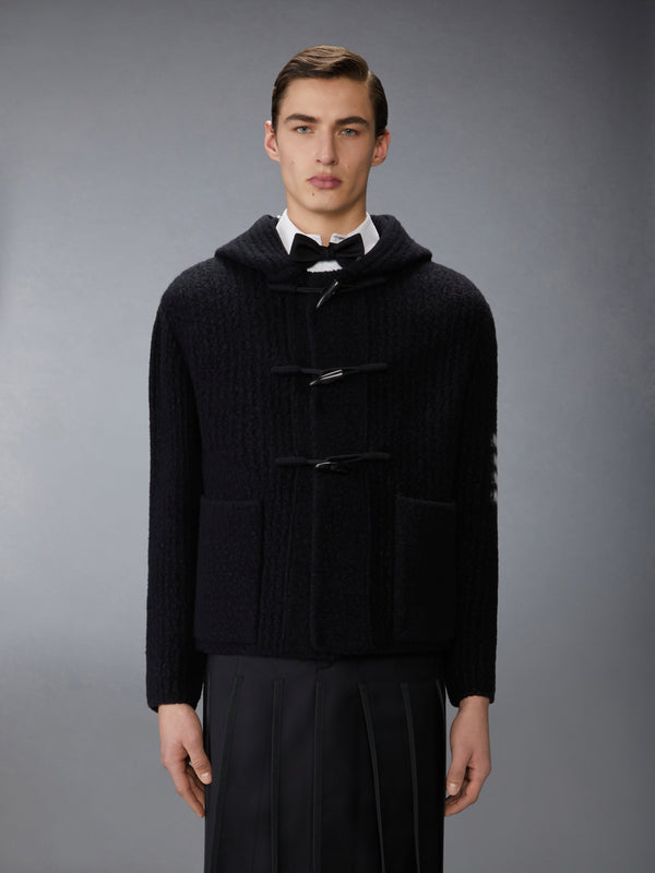 INTARSIA 4-BAR BOILED MERINO WOOL DUFFLE COAT - image 1
