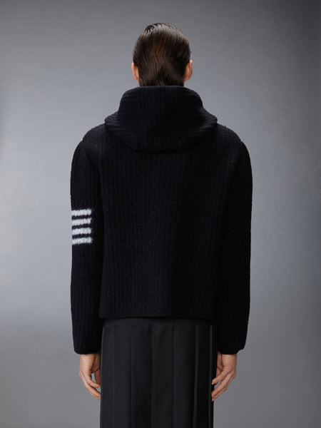 INTARSIA 4-BAR BOILED MERINO WOOL DUFFLE COAT BLACK