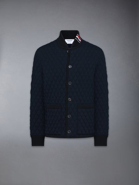MERINO WOOL INTARSIA JACQUARD WORK JACKET NAVY