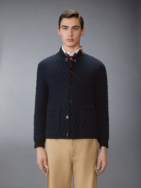 MERINO WOOL INTARSIA JACQUARD WORK JACKET NAVY
