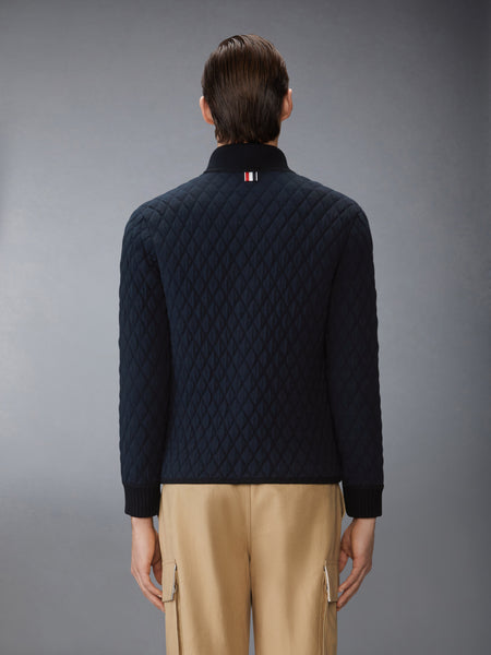 MERINO WOOL INTARSIA JACQUARD WORK JACKET NAVY