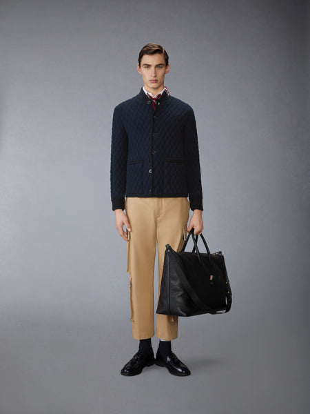 MERINO WOOL INTARSIA JACQUARD WORK JACKET NAVY