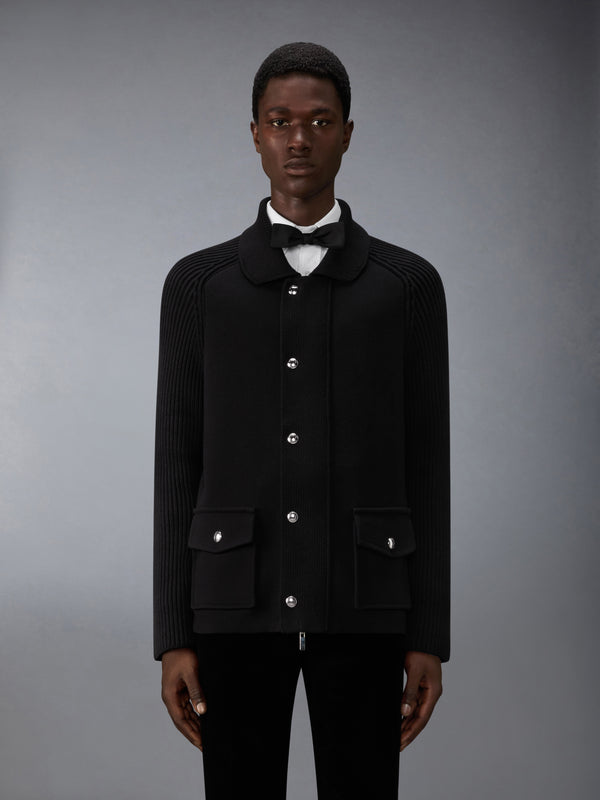 MIXED STITCH COTTON CASHMERE ZIP UP JACKET - image 1