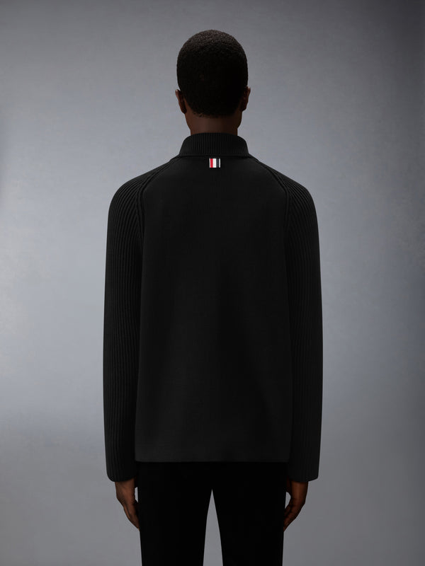 MIXED STITCH COTTON CASHMERE ZIP UP JACKET - image 2