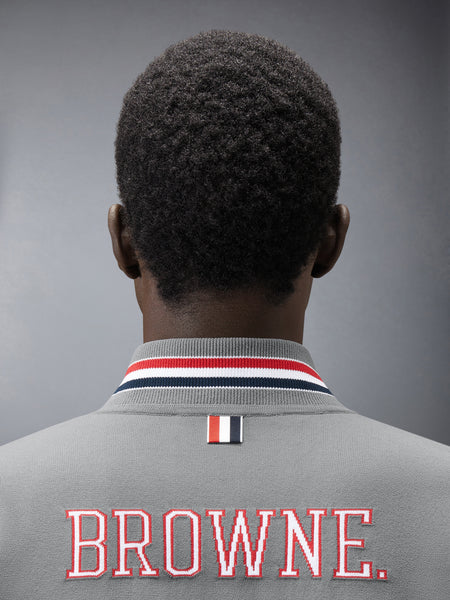 BROWNE 65 INTARSIA BOMBER JACKET LT GREY