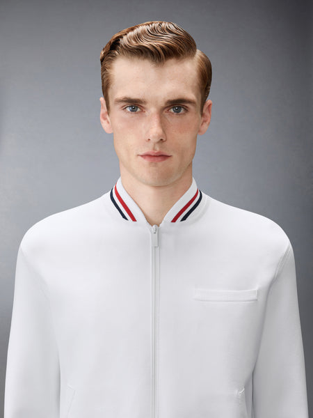 BROWNE 65 INTARSIA BOMBER JACKET WHITE