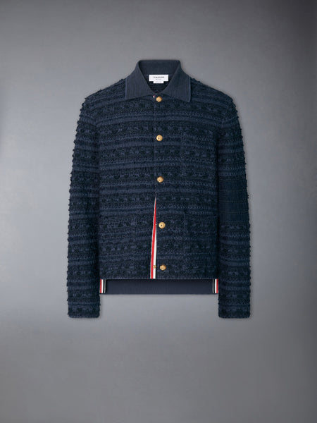 KNIT TWEED 4-BAR UTILITY JACKET NAVY