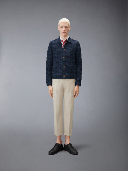 KNIT TWEED 4-BAR UTILITY JACKET NAVY