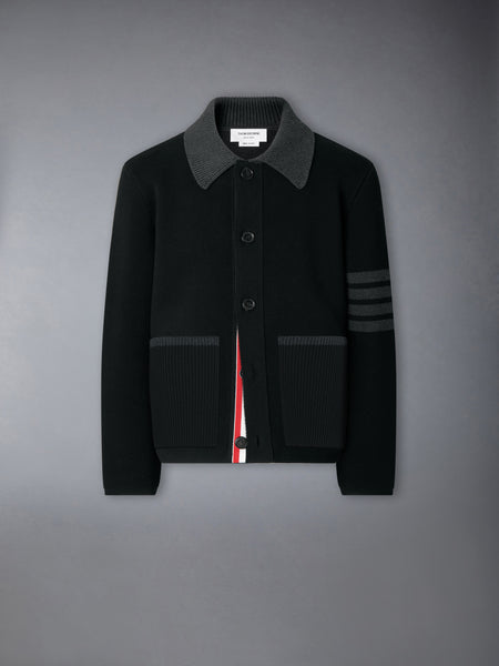 MERINO WOOL 4-BAR WORK JACKET BLACK