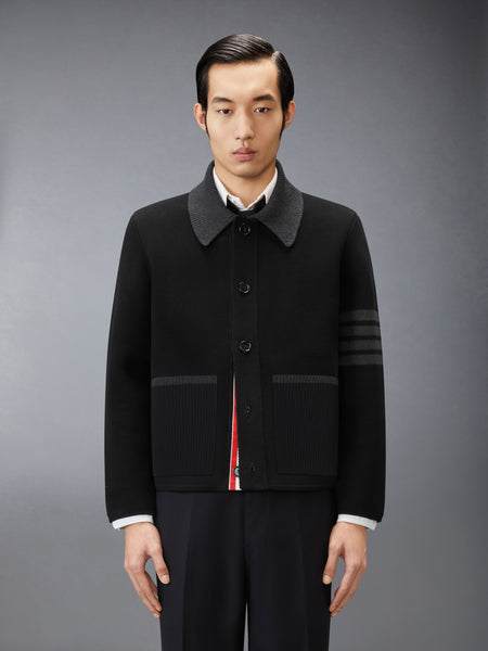 MERINO WOOL 4-BAR WORK JACKET BLACK