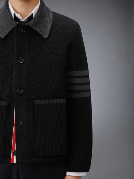 MERINO WOOL 4-BAR WORK JACKET BLACK
