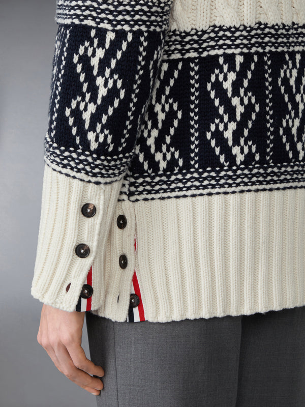 CHUNKY CASHMERE FAIR ISLE JACQUARD DUFFLE JACKET - image 4