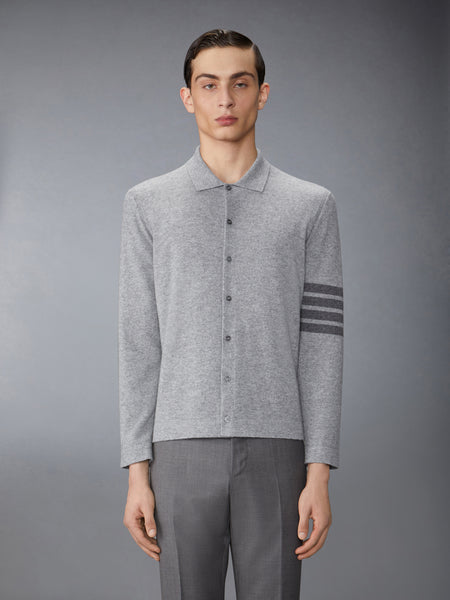 CASHMERE JERSEY STITCH 4-BAR SHIRT LT GREY