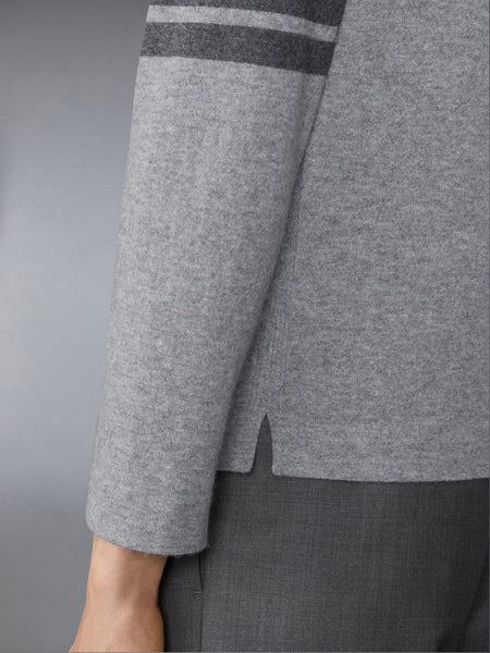 CASHMERE JERSEY STITCH 4-BAR SHIRT LT GREY