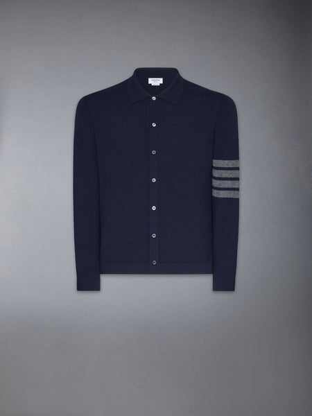 CASHMERE JERSEY STITCH 4-BAR SHIRT NAVY
