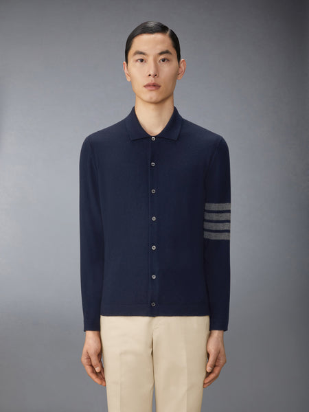 CASHMERE JERSEY STITCH 4-BAR SHIRT NAVY