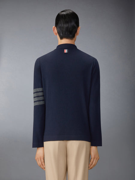 CASHMERE JERSEY STITCH 4-BAR SHIRT NAVY