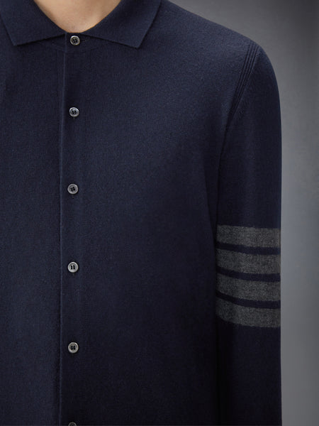 CASHMERE JERSEY STITCH 4-BAR SHIRT NAVY