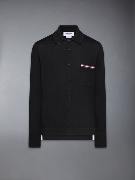 MERINO WOOL JERSEY STITCH LONG SLEEVE SHIRT BLACK