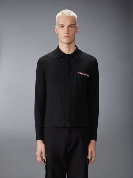 MERINO WOOL JERSEY STITCH LONG SLEEVE SHIRT BLACK