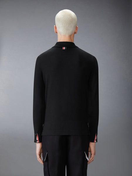 MERINO WOOL JERSEY STITCH LONG SLEEVE SHIRT BLACK