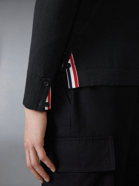 MERINO WOOL JERSEY STITCH LONG SLEEVE SHIRT BLACK