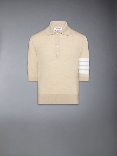 FINE MERINO WOOL 4-BAR POLO ベージュ