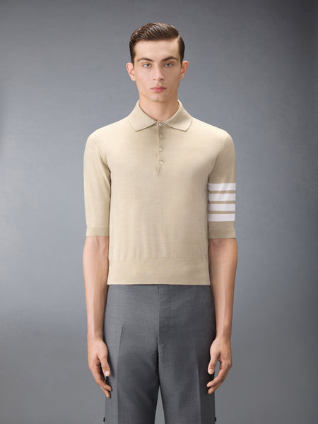 FINE MERINO WOOL 4-BAR POLO ベージュ