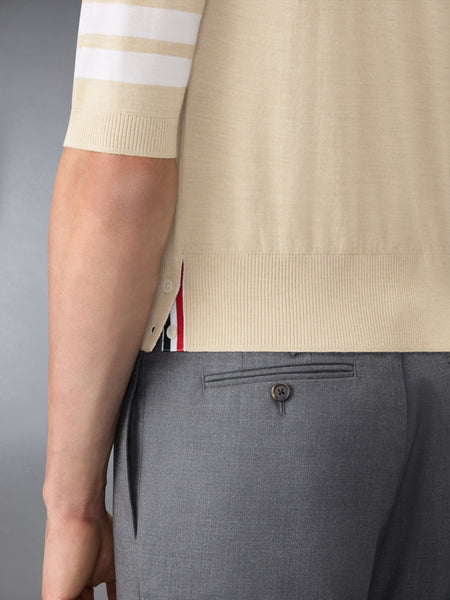FINE MERINO WOOL 4-BAR POLO ベージュ