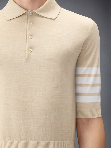 FINE MERINO WOOL 4-BAR POLO ベージュ