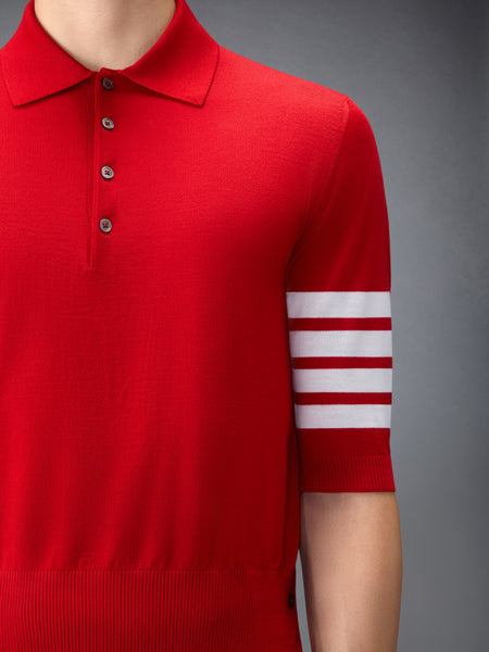 FINE MERINO WOOL 4-BAR POLO 赤