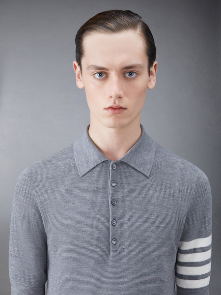 Fine Merino Waffle 4-Bar Short Sleeve Polo LT GREY