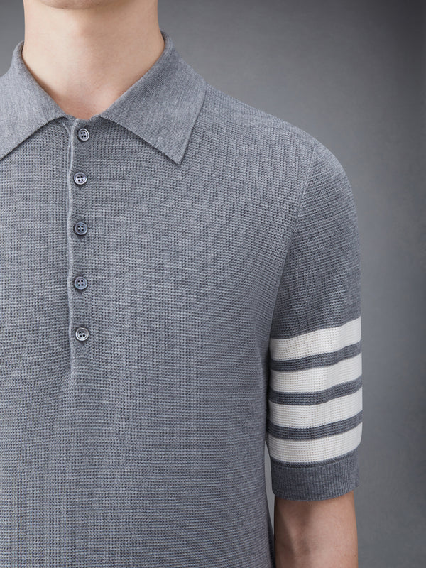 Fine Merino Waffle 4-Bar Short Sleeve Polo - image 6