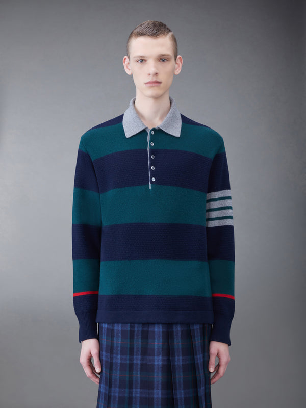 Rugby Stripe Merino 4-Bar Long Sleeve Polo - featured image