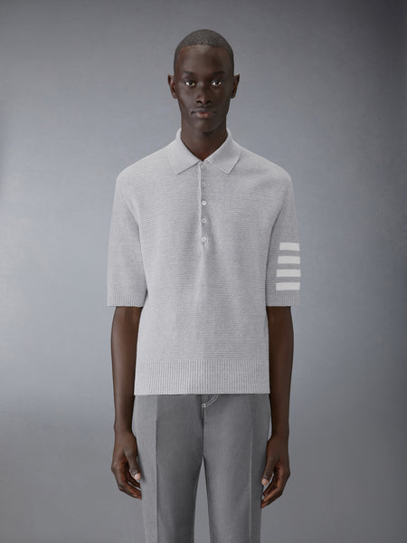LINEN COTTON 4-BAR RELAXED FIT POLO LT GREY