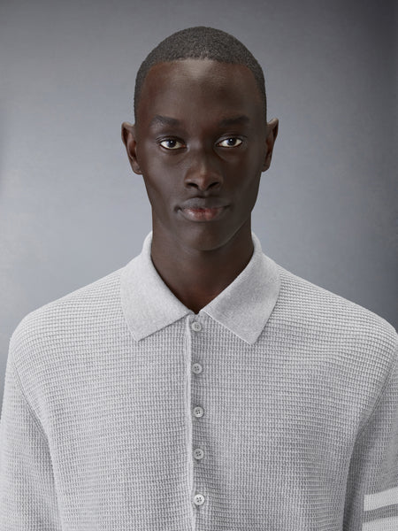 LINEN COTTON 4-BAR RELAXED FIT POLO LT GREY