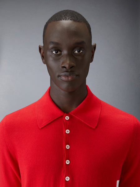 COTTON 4-BAR RELAXED FIT POLO RED