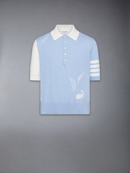 FUNMIX FEATHER INTARSIA 4-BAR POLO LT BLUE