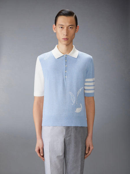 FUNMIX FEATHER INTARSIA 4-BAR POLO LT BLUE