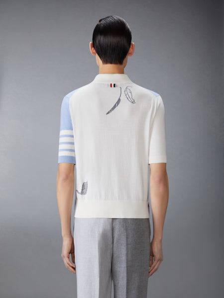 FUNMIX FEATHER INTARSIA 4-BAR POLO LT BLUE