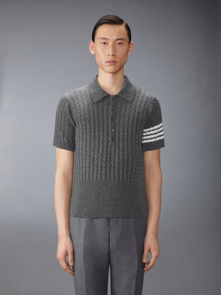 CASHMERE 4-BAR POLO MED GREY